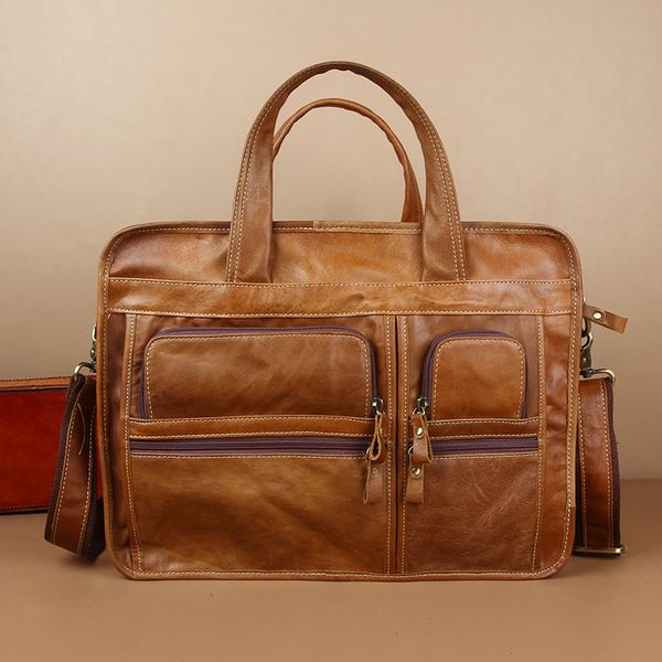 leisure retro leather men's briefcase 15.6 inch business handbag with one shoulder slanted leather man's bag
leisure retro leather men's briefcase 15.6 inch business handbag with one shoulder slanted leather man's bag