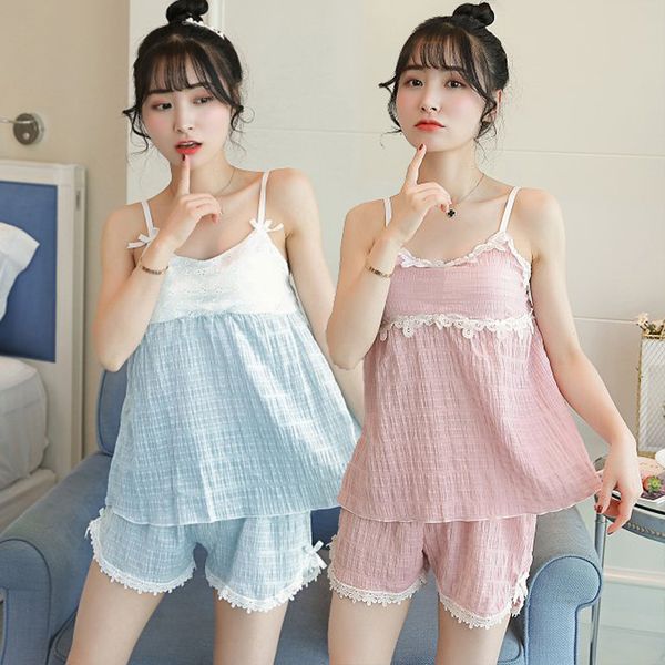 lingerie spaghetti strap 100% cotton pajamas sets for women summer lace shorts sleepwear pyjama girls homewear pijama mujer, Blue;gray
lingerie spaghetti strap 100% cotton pajamas sets for women summer lace shorts sleepwear pyjama girls homewear pijama mujer, Blue;gray