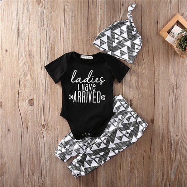 ladies i have arrived newborn baby boy romper pants leggings hat outfits set clothes short sleeve clothing summer cotton, White
ladies i have arrived newborn baby boy romper pants leggings hat outfits set clothes short sleeve clothing summer cotton, White