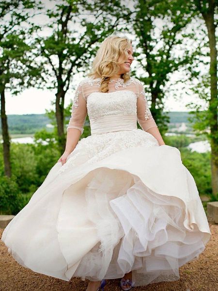 vintage design a line 1950s wedding dresses illusion half sleeve sheer neck applique lace tulle puffy bridal gowns vestidos de noiva, White
vintage design a line 1950s wedding dresses illusion half sleeve sheer neck applique lace tulle puffy bridal gowns vestidos de noiva, White