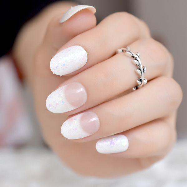 colorful glitter white french fake nails round head false full press on nails for girl bride office daily wear nail art tips, Red;gold 
colorful glitter white french fake nails round head false full press on nails for girl bride office daily wear nail art tips, Red;gold