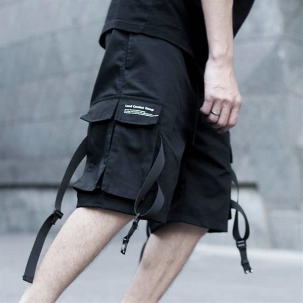 men summer ribbons patchwork reflective cargo shorts black street hip hop punk short masculino man casual tactical short pants, White;black
men summer ribbons patchwork reflective cargo shorts black street hip hop punk short masculino man casual tactical short pants, White;black