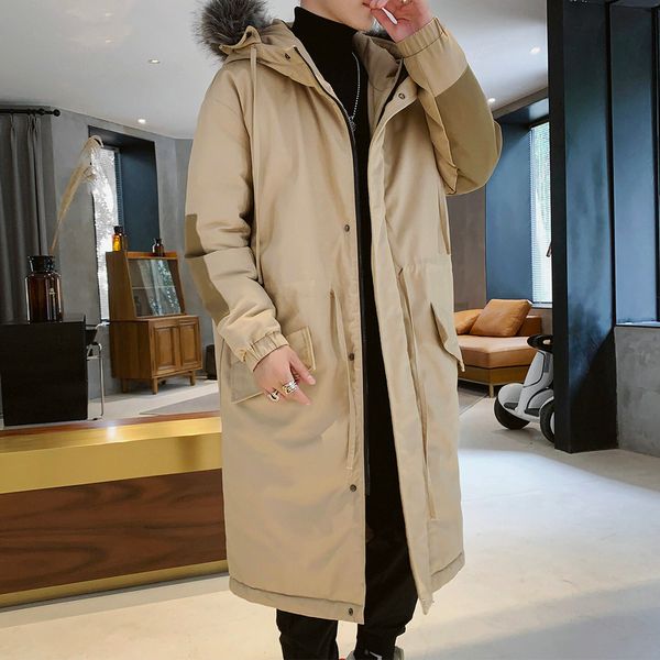 winter coat men's warm thick fashion solid color casual fur collar hooded long coat man streetwear wild loose cotton parka men, Black
winter coat men's warm thick fashion solid color casual fur collar hooded long coat man streetwear wild loose cotton parka men, Black
