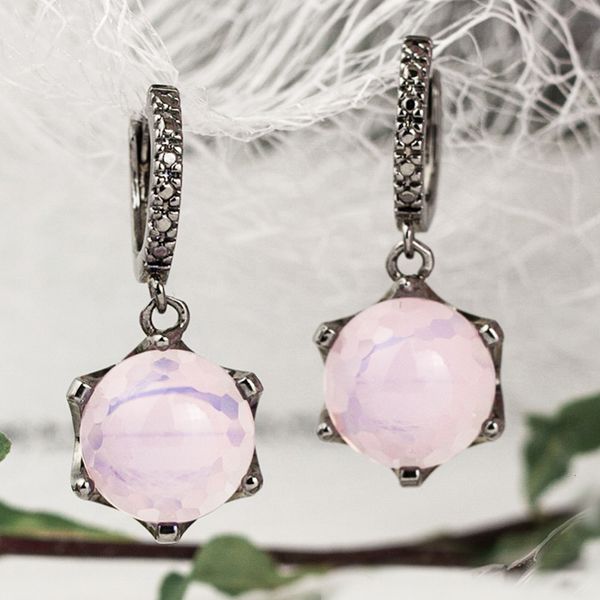pink dangle earrings round stone with cut pattern clip circle jewellery sweet jewelry drop earring gift for women, Silver
pink dangle earrings round stone with cut pattern clip circle jewellery sweet jewelry drop earring gift for women, Silver