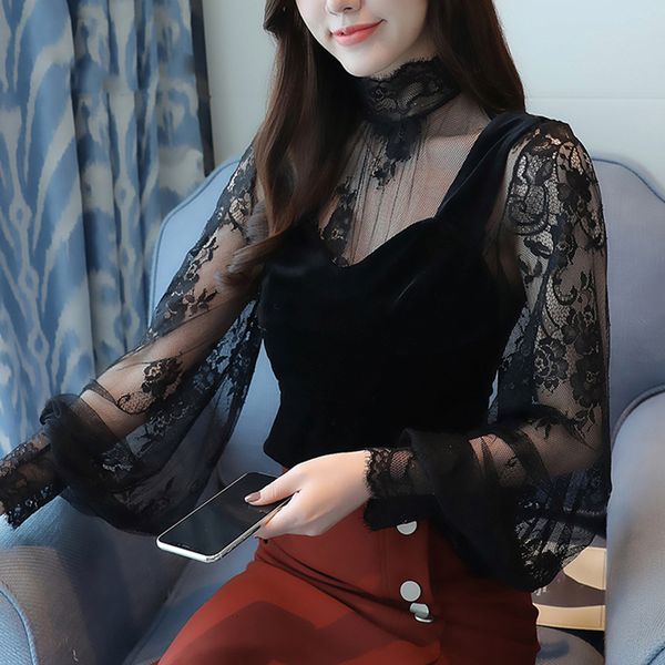 women blouses women clothing blusas mujer de moda autumn winter new lace bottom velvet vest blouse shirt black 1450 45, White
women blouses women clothing blusas mujer de moda autumn winter new lace bottom velvet vest blouse shirt black 1450 45, White
