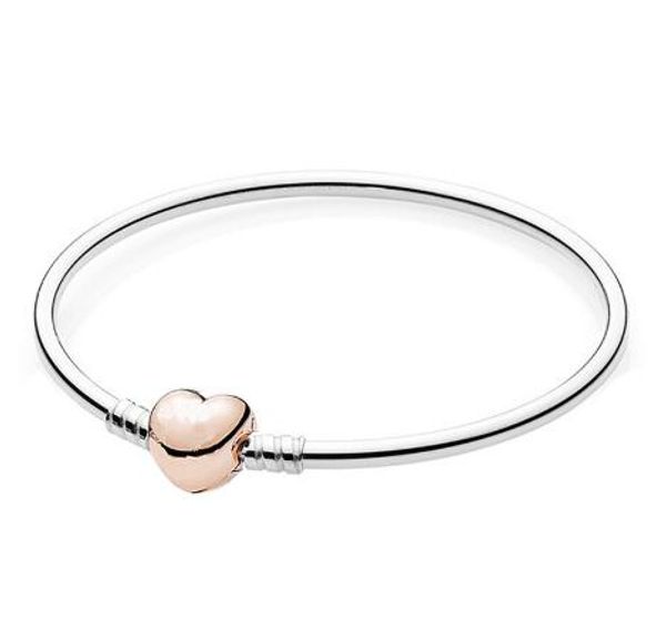 authentic 925 sterling silver bangle rose gold love heart clasp snake chain basic bracelet fit women bead charm fashion jewelry, Black
authentic 925 sterling silver bangle rose gold love heart clasp snake chain basic bracelet fit women bead charm fashion jewelry, Black