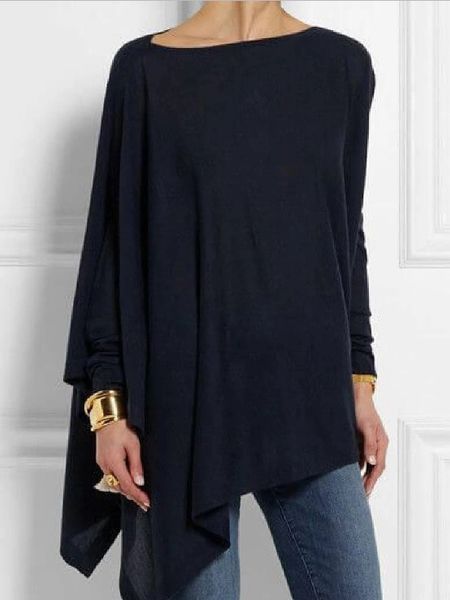 women casual slash neck long sleeve asymmetrical hem pullover loose solid hips length blouse new, White
women casual slash neck long sleeve asymmetrical hem pullover loose solid hips length blouse new, White