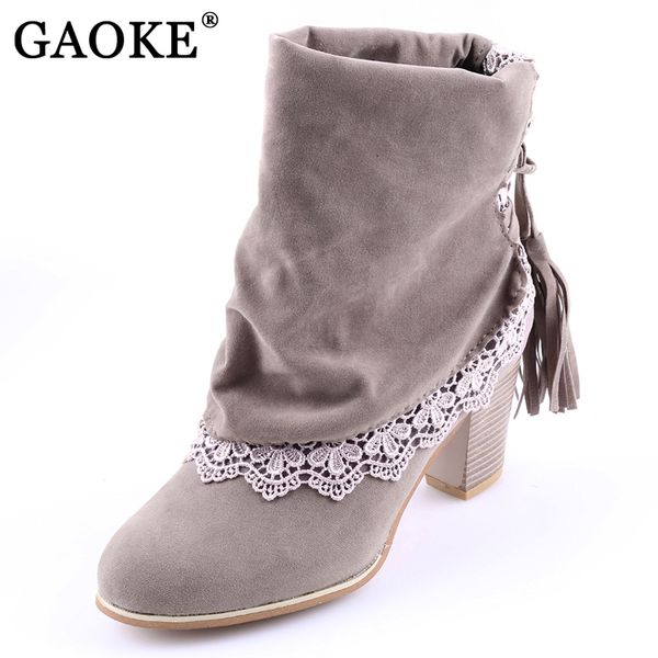 2019 fashion women boots sued leather round toe ankle boots lace ladies 7cm high heels tassel shoes woman winter, Black
2019 fashion women boots sued leather round toe ankle boots lace ladies 7cm high heels tassel shoes woman winter, Black