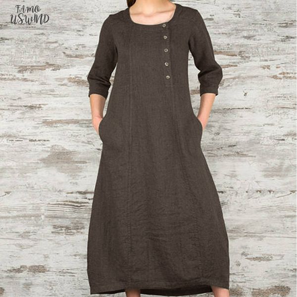 autumn women maxi dress o neck three quarter robe dress casual loose vintage vestidos elegant 3 4 sleeve dresses plus size 4xl, Black;gray
autumn women maxi dress o neck three quarter robe dress casual loose vintage vestidos elegant 3 4 sleeve dresses plus size 4xl, Black;gray