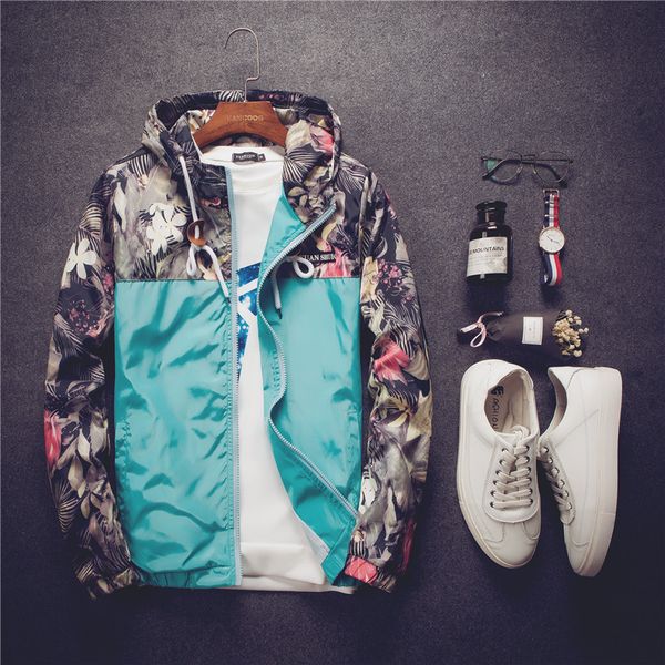 men hooded jacket 2018 autumn new fashion men's floral hooded windbreaker lightweight zip-up jacket with pocket jaqueta masculin, Black;brown
men hooded jacket 2018 autumn new fashion men's floral hooded windbreaker lightweight zip-up jacket with pocket jaqueta masculin, Black;brown
