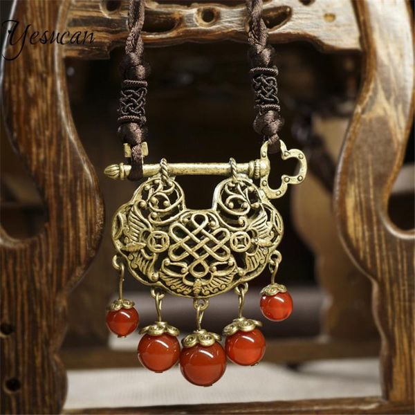 ethnic style hollower geometric necklace for women chinese long life lock charm stone pendant cotton sweater chain jewelry gift, Silver
ethnic style hollower geometric necklace for women chinese long life lock charm stone pendant cotton sweater chain jewelry gift, Silver