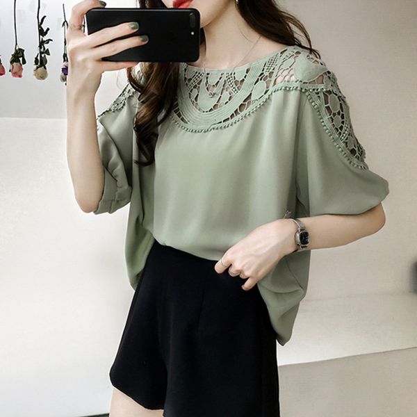 new fashion hook flower hollow lace stitching round neck chiffon shirt female loose short sleeve blouse women clothing, White
new fashion hook flower hollow lace stitching round neck chiffon shirt female loose short sleeve blouse women clothing, White