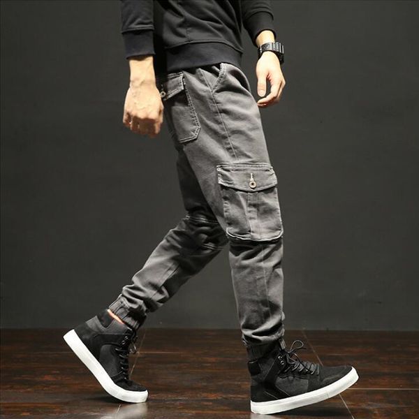 fashion streetwear men jeans japanese style multi pockets cargo pants ankle banded punk style hip hop jogger jeans men, Blue
fashion streetwear men jeans japanese style multi pockets cargo pants ankle banded punk style hip hop jogger jeans men, Blue