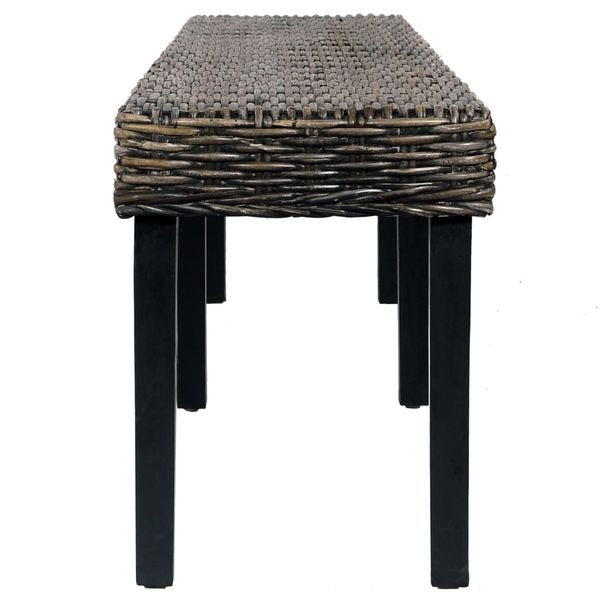 bench 160 cm black natural rattan kubu and solid mango wood garden sets