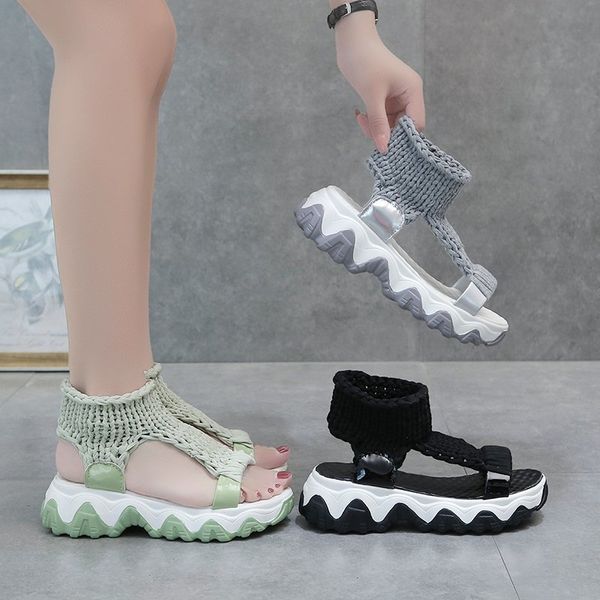 summer 2020 new fashion trend versatile thick bottom increased set of sandals female mid cut wool knitted sandals x038, Black
summer 2020 new fashion trend versatile thick bottom increased set of sandals female mid cut wool knitted sandals x038, Black