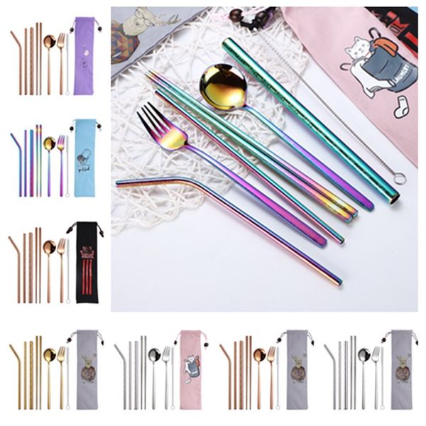 8pcs/set cutlery set 304 stainless steel flatware set chopsticks fork spoon straw sets portable dinnerware kitchen tools t2i5725 
8pcs/set cutlery set 304 stainless steel flatware set chopsticks fork spoon straw sets portable dinnerware kitchen tools t2i5725