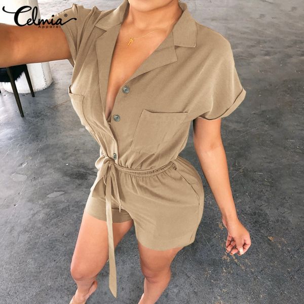 celmia summer sexy rompers женщины повседневная сыпучие с коротким рукавом комбинезоны отложной воротник кнопки пояса игровая одежда коротки, Black;white
celmia summer sexy rompers женщины повседневная сыпучие с коротким рукавом комбинезоны отложной воротник кнопки пояса игровая одежда коротки, Black;white