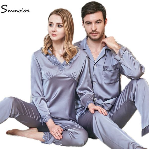 smmoloa lovers pyjamas women silk satin pajama sets fashion soild sleepwear sets, Blue;gray
smmoloa lovers pyjamas women silk satin pajama sets fashion soild sleepwear sets, Blue;gray