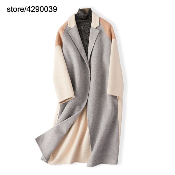women patchwork cashmere coat female middle-length korean double-sided wool coat warm winter clothing, Black
women patchwork cashmere coat female middle-length korean double-sided wool coat warm winter clothing, Black