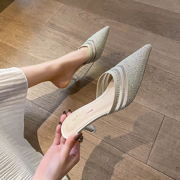 shoes ladies' slippers pointed toe thin heels heeled mules med glitter slides slipers women high jelly 2020 cover rubber fabric, Black
shoes ladies' slippers pointed toe thin heels heeled mules med glitter slides slipers women high jelly 2020 cover rubber fabric, Black