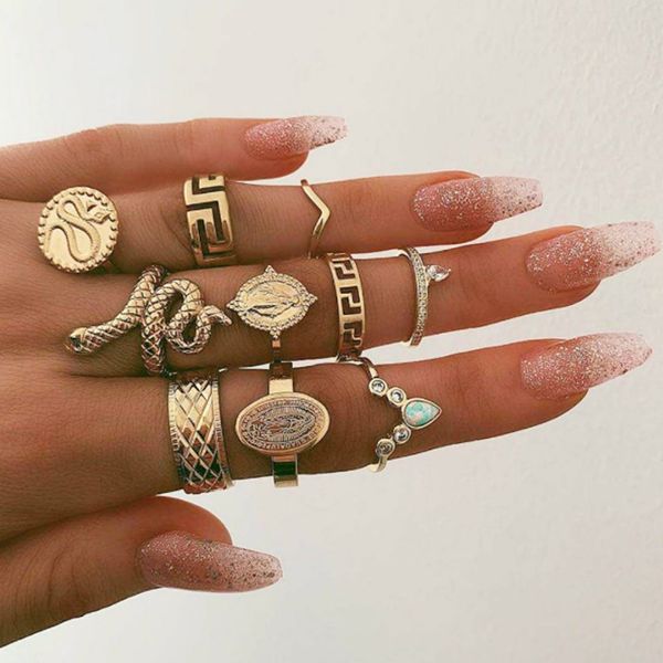 10-piece women rings wedding ring set womens rings jewelry punk snake ring natural stone statue buddha bohemian 's ring anillos, Golden;silver
10-piece women rings wedding ring set womens rings jewelry punk snake ring natural stone statue buddha bohemian 's ring anillos, Golden;silver