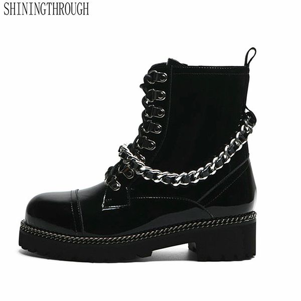 2020 new wome's genuine leather boots chain autumn winter ankle boots for women punk ladies motorcycle snow shoe, Black
2020 new wome's genuine leather boots chain autumn winter ankle boots for women punk ladies motorcycle snow shoe, Black