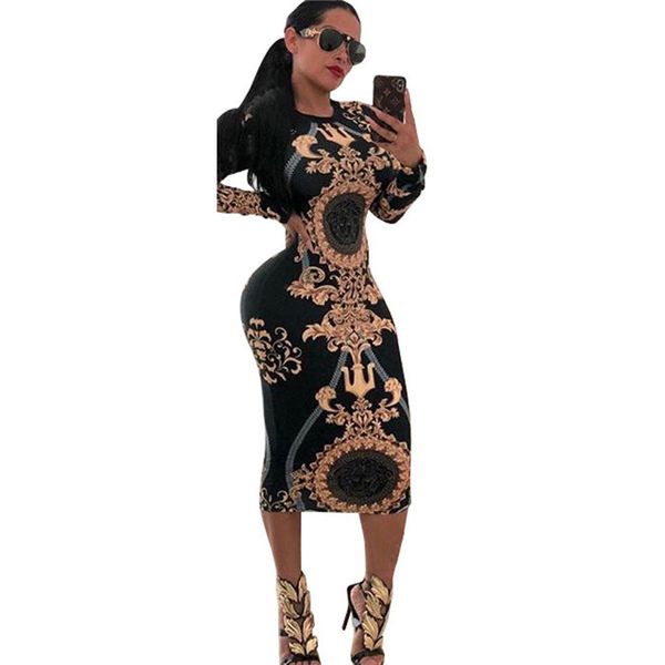 Womens Summer Designer Floral Print Sexy Dresses Long Sleeve Crew Neck Sexy Style Female Clothing Casual Apparel
Womens Summer Designer Floral Print Sexy Dresses Long Sleeve Crew Neck Sexy Style Female Clothing Casual Apparel