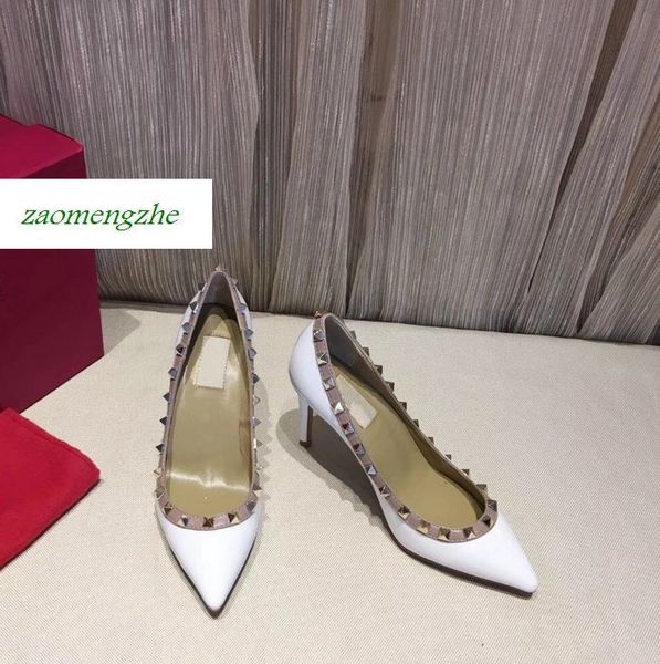 brand shoes pointed toe 2-strap woman pumps red high heels women shoes wedding shoes 8.5cm, Black