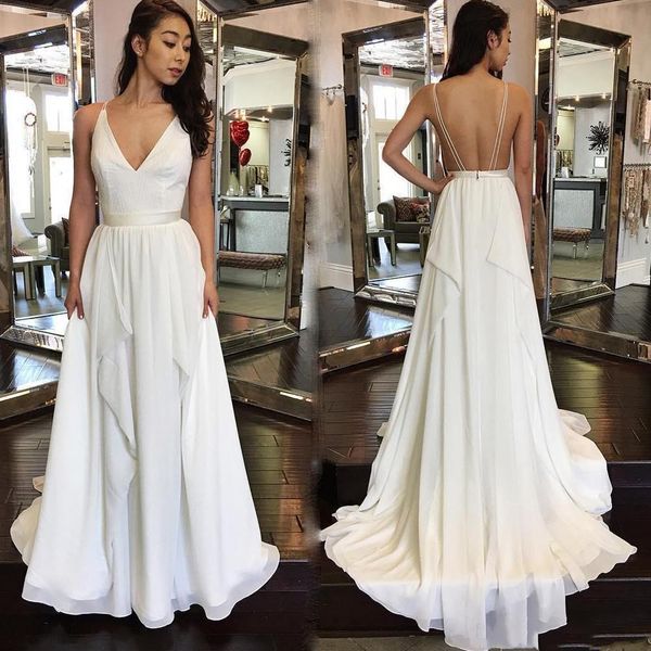 простой шифон свадебное платье sexy v шеи линия boho свадебные платья поезд стреловидности customize свадебные платья, White
простой шифон свадебное платье sexy v шеи линия boho свадебные платья поезд стреловидности customize свадебные платья, White