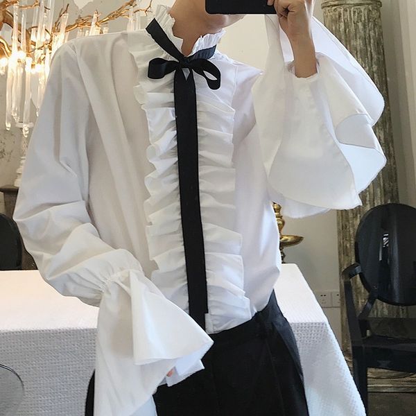 40% cotton shirt retro ruffleshirt men white wedding shirt men flare sleeve shape royal designer gothic chemise homme, White;black
40% cotton shirt retro ruffleshirt men white wedding shirt men flare sleeve shape royal designer gothic chemise homme, White;black
