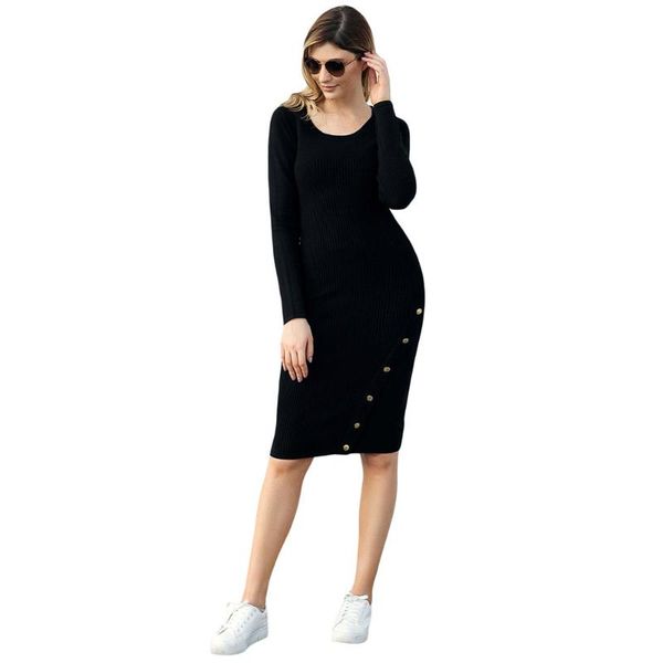 women's hoodies & sweatshirts style for autumn and winter solid round neck long-sleeve knit dress sweater fastener decoration long pack, Black
women's hoodies & sweatshirts style for autumn and winter solid round neck long-sleeve knit dress sweater fastener decoration long pack, Black