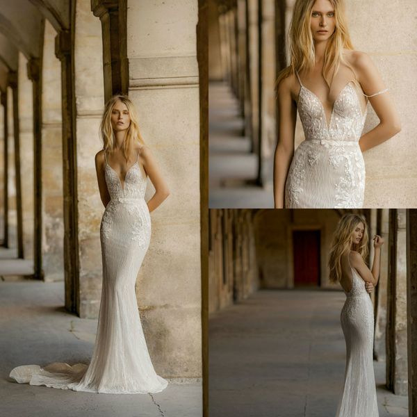 2019 gali karten mermaid wedding dresses sweep train spaghetti lace appliqued country wedding dress backless boho vestidos de novia, White
2019 gali karten mermaid wedding dresses sweep train spaghetti lace appliqued country wedding dress backless boho vestidos de novia, White