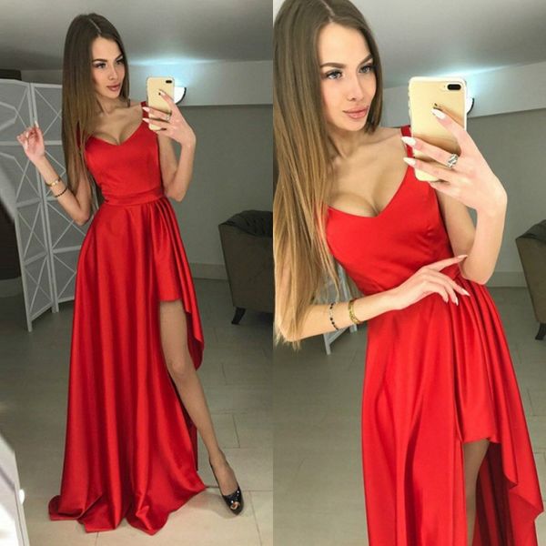attractive a line red prom dresses deep v neck floor length satin ruched irregular evening party gown for cocktail, Black
attractive a line red prom dresses deep v neck floor length satin ruched irregular evening party gown for cocktail, Black