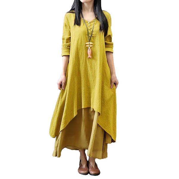 2019 spring autumn maxi dress women casual loose dress solid long sleeve cotton retro boho long plus size retro robe femme, Black;gray
2019 spring autumn maxi dress women casual loose dress solid long sleeve cotton retro boho long plus size retro robe femme, Black;gray
