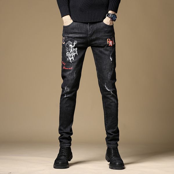new mens designer jeans slim fit jeans men hi-street mens distressed denim joggers stretch men's jeans trend knee hole zipper feet trou, Blue
new mens designer jeans slim fit jeans men hi-street mens distressed denim joggers stretch men's jeans trend knee hole zipper feet trou, Blue