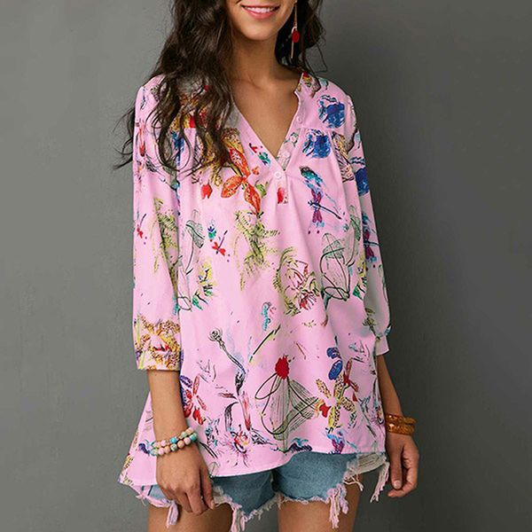 women tunic shirt autumn long sleeve floral print v-neck blouses and with button big size women clothing 2020, White
women tunic shirt autumn long sleeve floral print v-neck blouses and with button big size women clothing 2020, White
