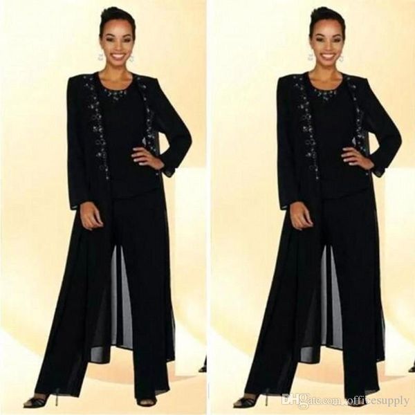 modest black three pieces mother of the bride dresses with jacket plus size pant suit bead applique mothers chiffon pant suit wedding guest, Black;red
modest black three pieces mother of the bride dresses with jacket plus size pant suit bead applique mothers chiffon pant suit wedding guest, Black;red
