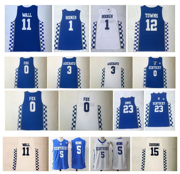 Ncaa Kentucky Wildcats Jersey College Basketball Devin Booker John Wall Anthony Davis Karl-anthony Towns Demarcus Cousins Malik Monk Fox