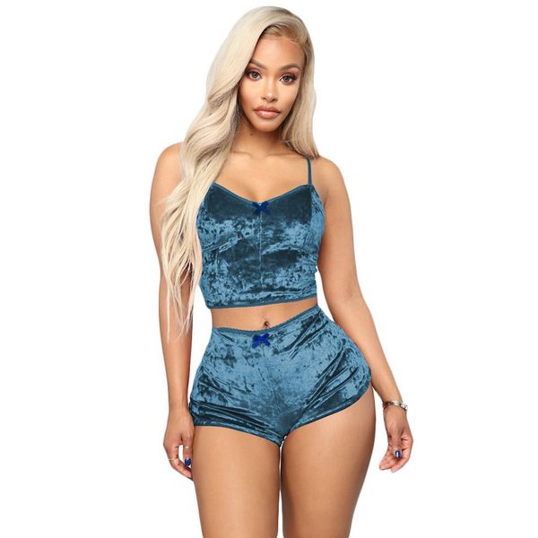 bodycon two piece set women velvet spaghetti straps bow lace elastic sleeveless v-neck crop short pants suit, White
bodycon two piece set women velvet spaghetti straps bow lace elastic sleeveless v-neck crop short pants suit, White