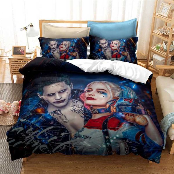 movie suicide squad 3d bedding set quinn the joker printed duvet cover set twin full king size dropshipping