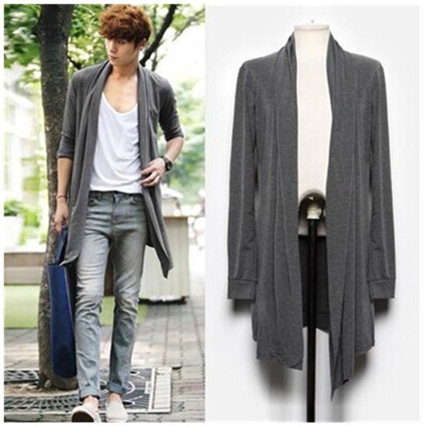 2016 new summer men's in the long thin cardigan korean male cloak coat of non mainstream, Tan;black
2016 new summer men's in the long thin cardigan korean male cloak coat of non mainstream, Tan;black