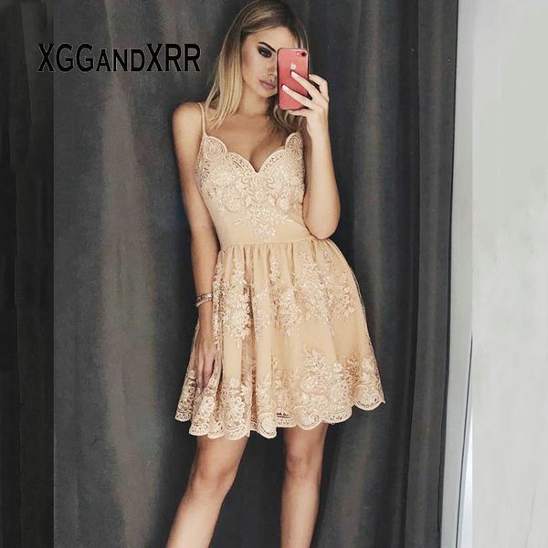 a-line spaghetti straps champagne homecoming dress with appliques beading backless lace mini short prom party dress, White;black
a-line spaghetti straps champagne homecoming dress with appliques beading backless lace mini short prom party dress, White;black