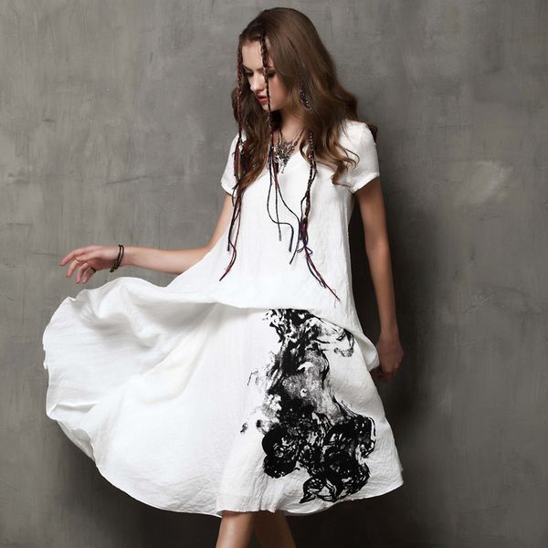 2021 summer cotton dress and linen printed large swing retro short sleeve loose plus size dresses, Black;gray
2021 summer cotton dress and linen printed large swing retro short sleeve loose plus size dresses, Black;gray