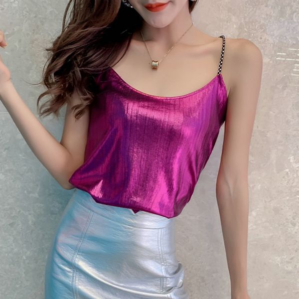 women's metallic shiny chain loose sleeveless o-neck camisole tank 2019 summer strap spaghetti camisole, White
women's metallic shiny chain loose sleeveless o-neck camisole tank 2019 summer strap spaghetti camisole, White