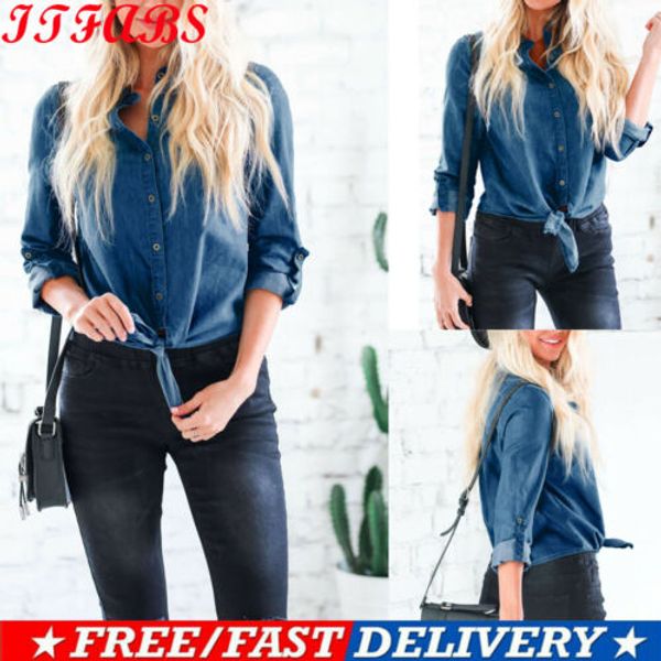 2019 ladies blue denim blouse womens summer casual long sleeve loose jean denim bandange shirt blouse shirt, White
2019 ladies blue denim blouse womens summer casual long sleeve loose jean denim bandange shirt blouse shirt, White