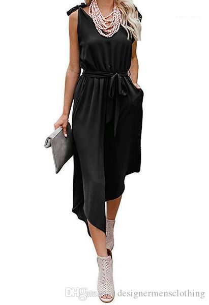 jumpsuits irregular length women rompers summer capris plus size clothing bow sleeveless v neck loose womens, Black;white 
jumpsuits irregular length women rompers summer capris plus size clothing bow sleeveless v neck loose womens, Black;white