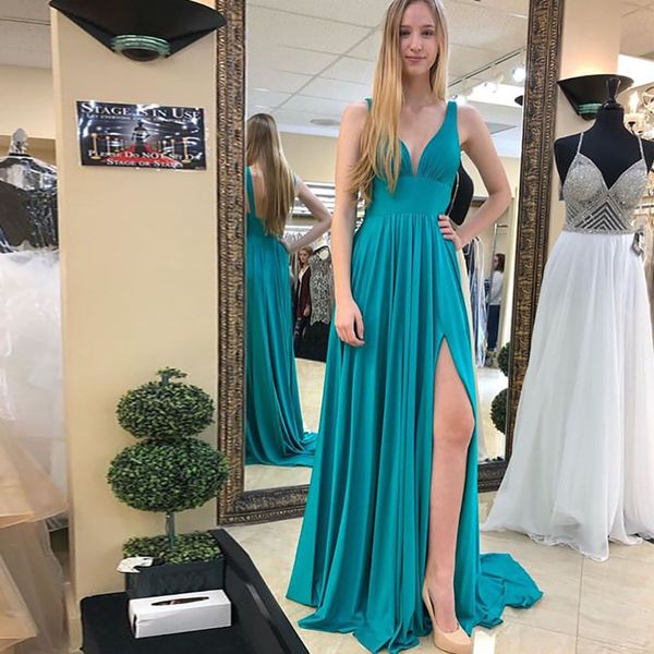 simple v-neck evening dresses floor length teal chiffon front split women formal party dresses 2019 new a-line evening gowns, Black;red
simple v-neck evening dresses floor length teal chiffon front split women formal party dresses 2019 new a-line evening gowns, Black;red