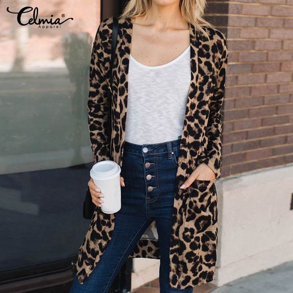 celmia 2019 fashion autumn women leopard kimono cardigan open front long sleeve long knitted sweaters pull femme plus size, White
celmia 2019 fashion autumn women leopard kimono cardigan open front long sleeve long knitted sweaters pull femme plus size, White