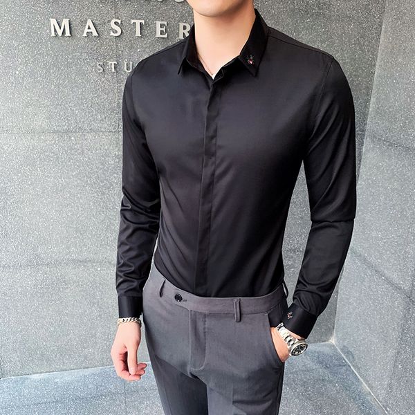 high grade long sleeve man formal shirts slim fit dress shirt black smart casual male business social blouse tuxedo shirts, White;black
high grade long sleeve man formal shirts slim fit dress shirt black smart casual male business social blouse tuxedo shirts, White;black