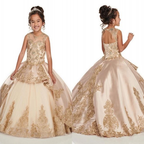 gold applique lace champagne girls pageant dresses 2020 cap sleeve jewel beaded crystal first communion flower girls dress bc2500, White;red
gold applique lace champagne girls pageant dresses 2020 cap sleeve jewel beaded crystal first communion flower girls dress bc2500, White;red